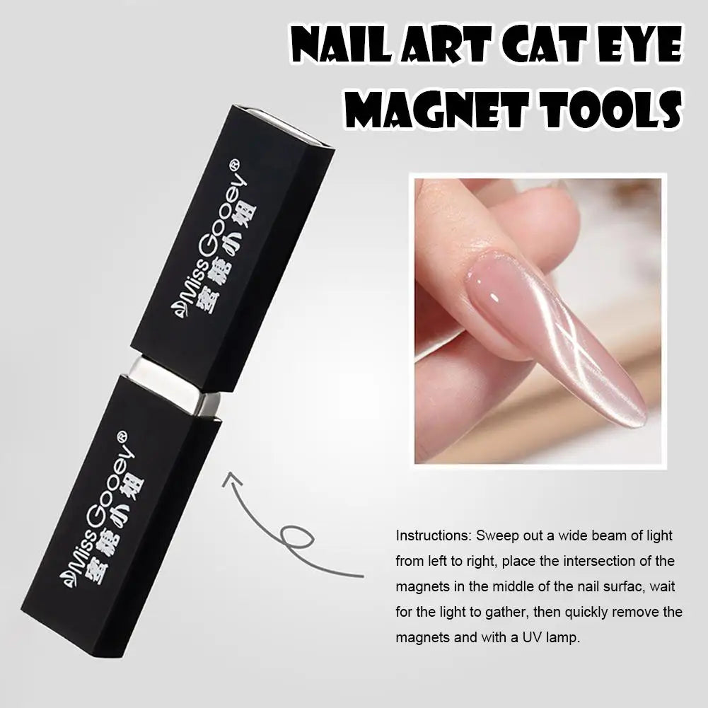 Double Head Nail Magnet Bar With Protective Cover Strong Cat Eye Magnet Tool French Nail Art Magnet Manicure Tool For Gel Polish Oasis Select