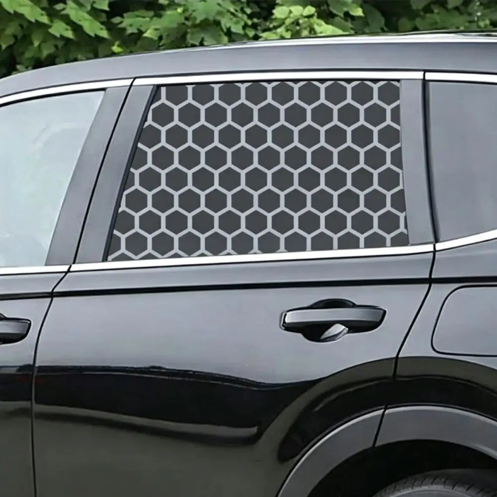 Car Side Window Matte Black Sticker 75x50cm Honeycomb Hexagon Self-Adhesive Sun Shade Sticker Universal All Vehicle Accessories Oasis Select