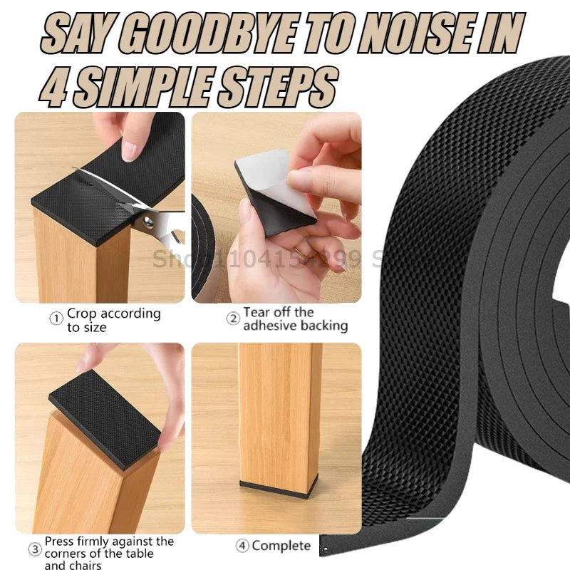 Black Chair Foot Pads 1 Roll - Thick Anti-Slip Noise Reducers Wear-Resistant Furniture Protectors for Table/Chair Mute Pads Oasis Select