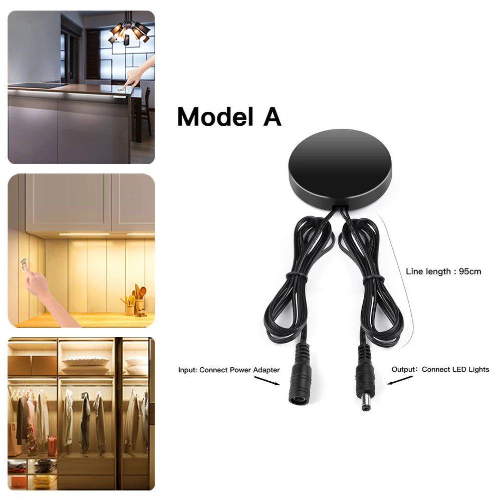 Hand Sweep Dimmer Sensor Penetrating Switch 12V-24V Wood Panel Touch Switch LED Dimmable Touch Sensing Hidden Switches for Light Oasis Select DC Wire B