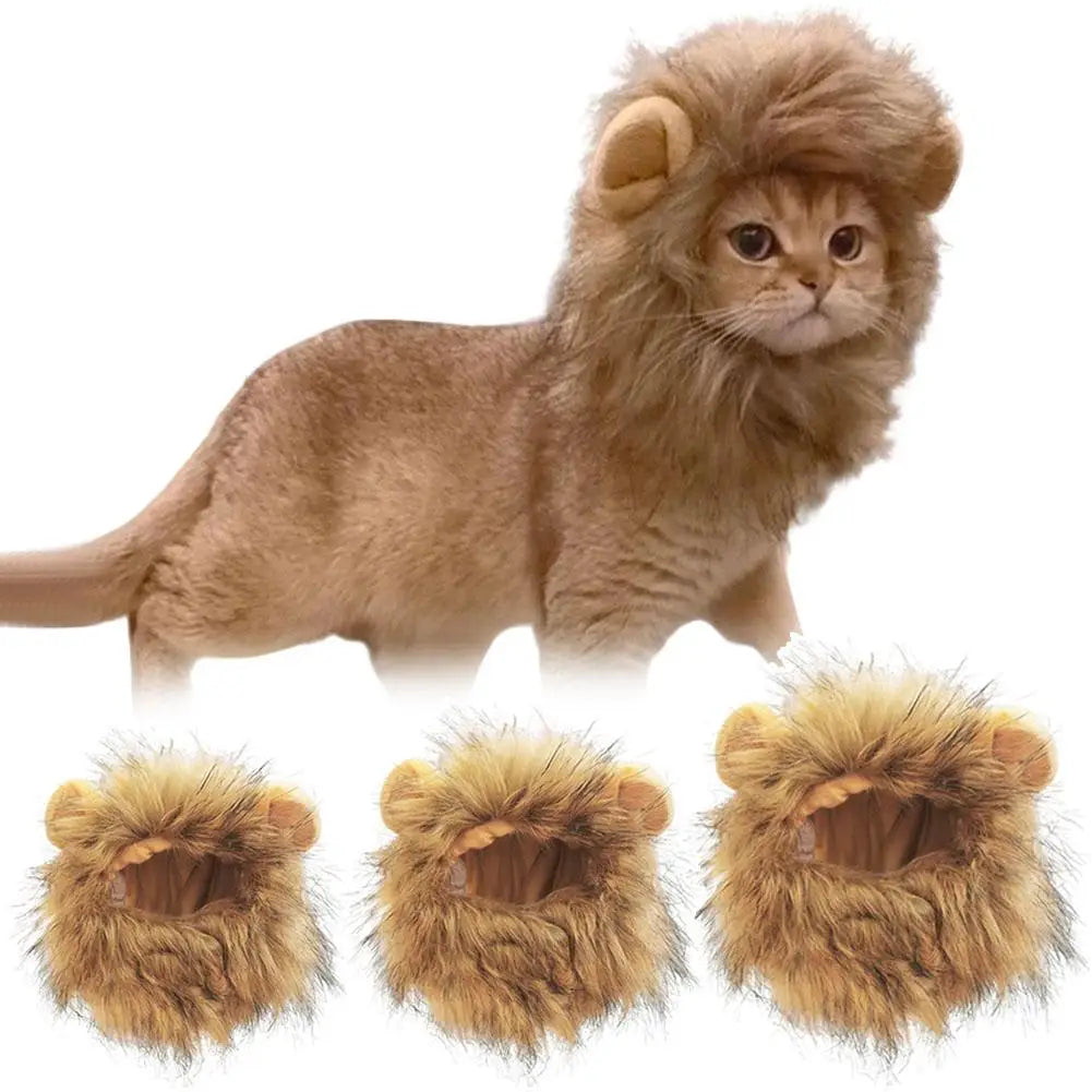 Cat Hairpiece Humorous Lion Mane Headgear for Dogs and Cats Adjustable Costume Accessories for Fun Dress-up and Play Oasis Select