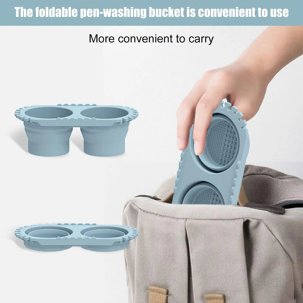 Pen Washing Bucket Foldable Art Silicone Water Bucket water Powder Pigment Bucket color Mixing Painting Brush Washer Portable Oasis Select