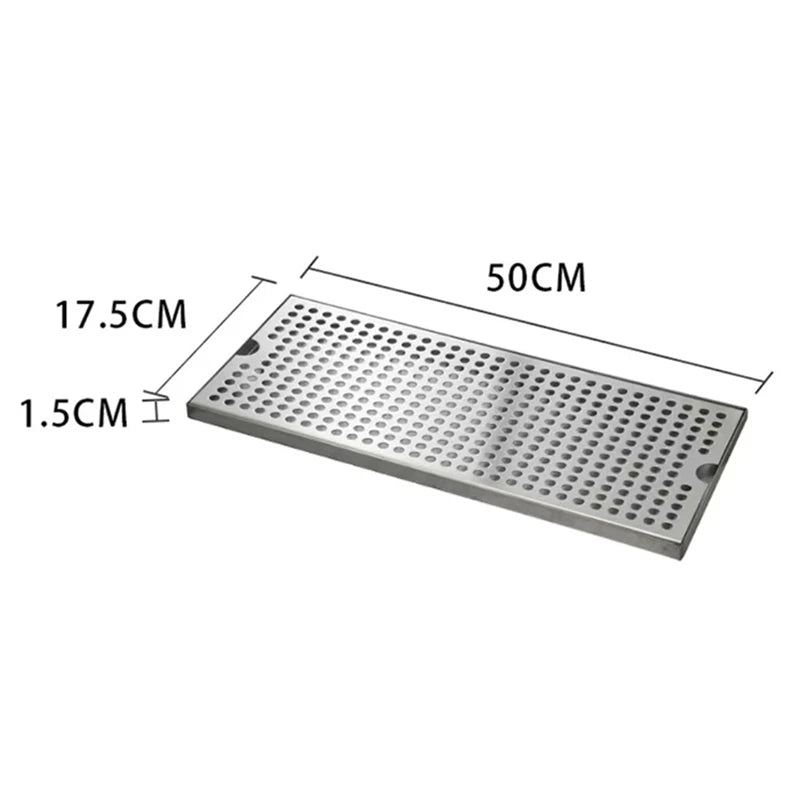 WISH Stainless Steel Drip Tray For Bar, Rectangular Water Catching Tray, Oil Draining Tray, 50X17.5X1.5Cm Oasis Select