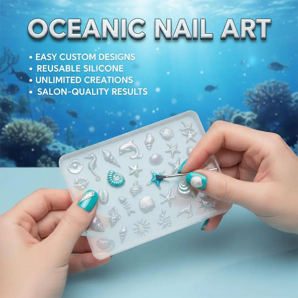 3D Ocean Silicone Nail Art Mold – Starfish, Shell & Sea Creatures Nail Art Mold Oasis Select