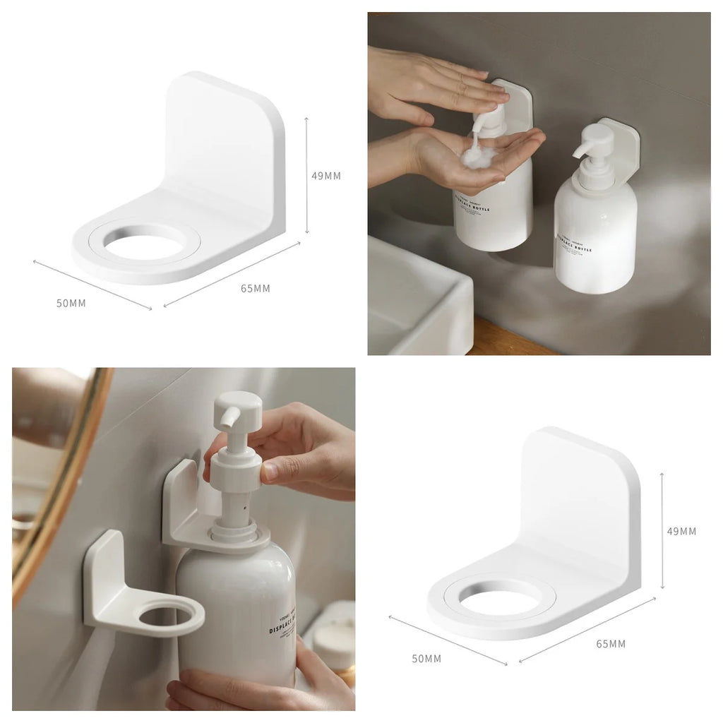 1pcs Adjustable Dispenser Bottle Holder Wall Mounted Adhesive Shampoo Lotion Hand Soap Bottle Hanger Bathroom Storage Rack Oasis Select