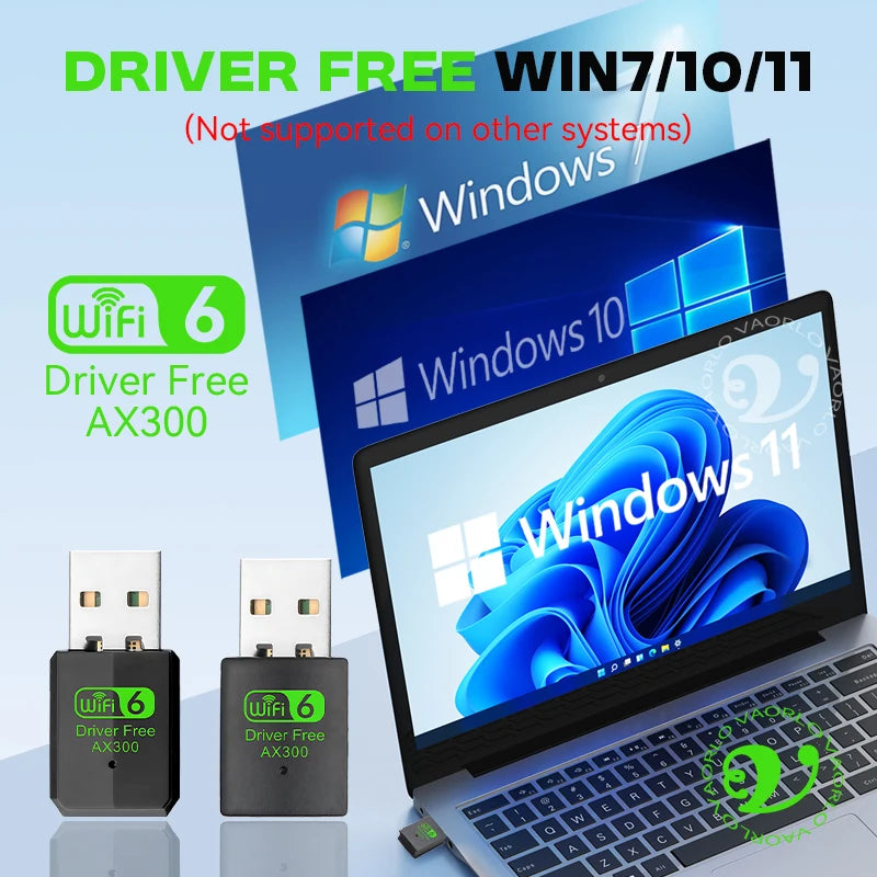 WIFI 6 802.11AX USB WiFi Wireless Adapter AX300 Network Card 2.4G Wi-Fi Mini Dongle Receiver For PC/Laptop Win7/10/11 Drive Free Oasis Select