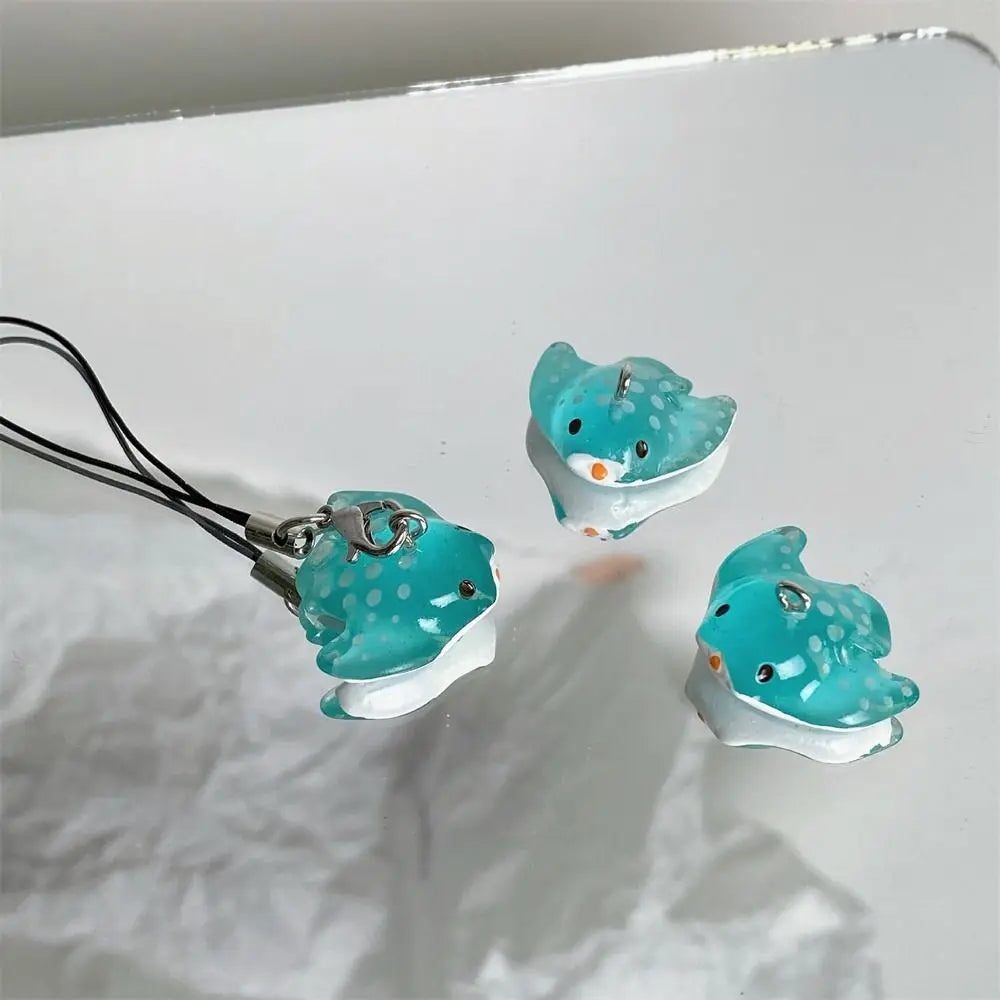 Jelly Sea Creature Phone Charms Blue Shark Sea Hare Black Whale Pink Axolotl Fish Phone Chain Cute Accessories Lanyard Keychain Oasis Select Blue ray