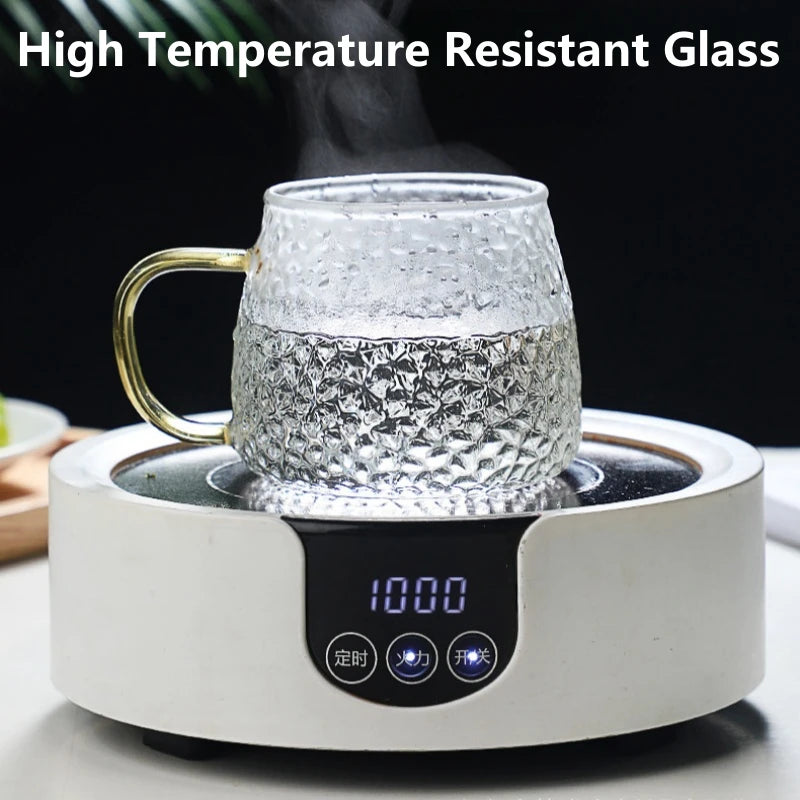 350ml/400ml Rose Glass Cup with Handle Household Breakfast Cup for Juice Coffee Clear Mug Cute Tea Milk Cup Glass Goblets Oasis Select