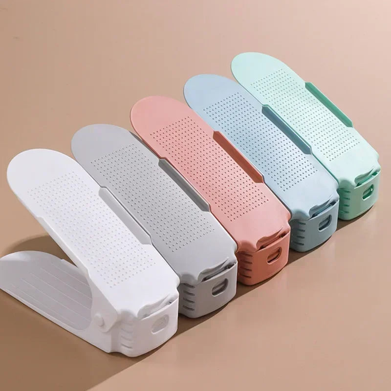4Pcs Shoe Slots Organizer, Adjustable Shoe Support Rack, Double Layer Stack Shoe Holder, Shoe Stacker for Closet Organization Oasis Select