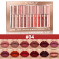 DUNUF 12 Pcs Matte Lipstick Lip Gloss Waterproof Long-lasting Easy Coloring Beginner Friendly Non-stick Cup Shape Non-fading Moi Oasis Select 04
