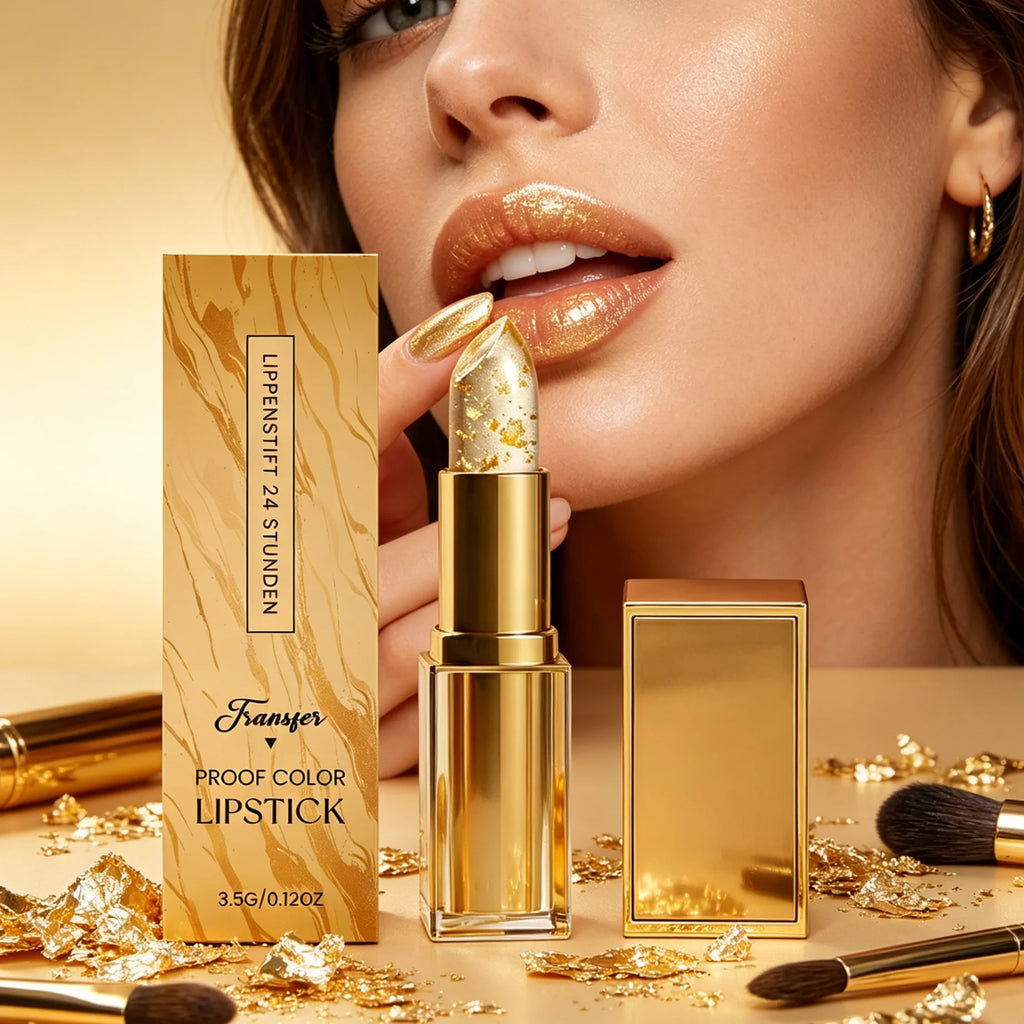 Perfect Gold Foil Lipstick Brighten Lip Color Long Wear Smooth Nourish Lips Light Texture Daily Beauty Color Changing Lip Balm Oasis Select