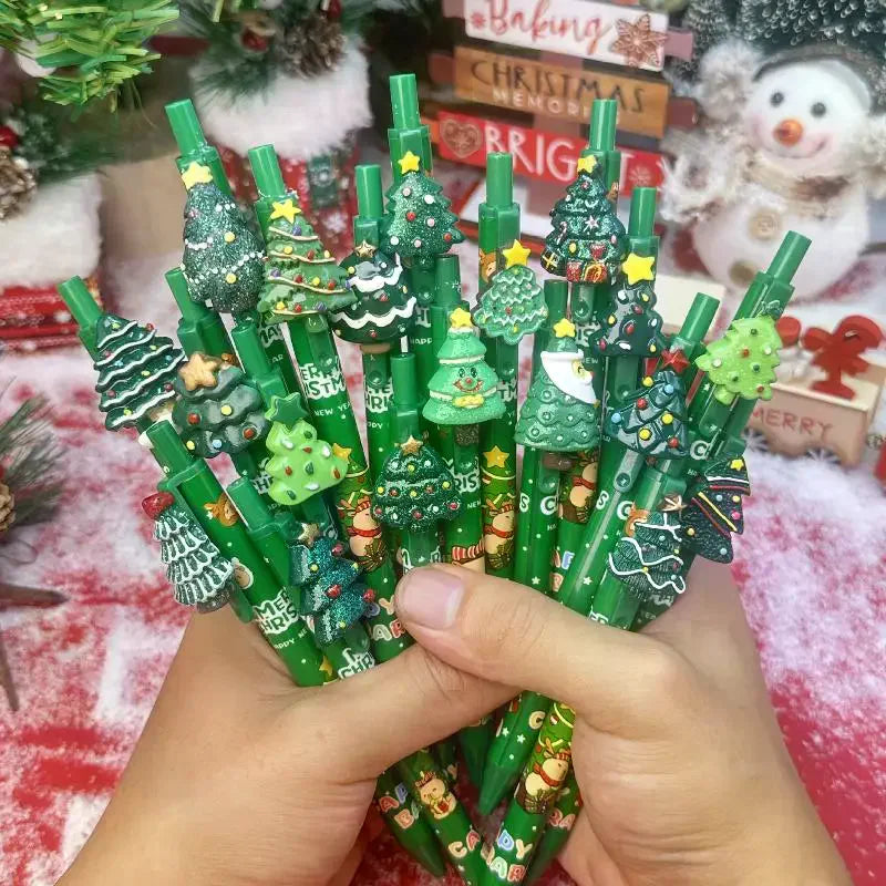 5Pcs Christmas Gel Pen Student Prizes Cartoon Christmas Tree Santa Claus Snowman Gel Pen Creative Student Stationery Gift Oasis Select