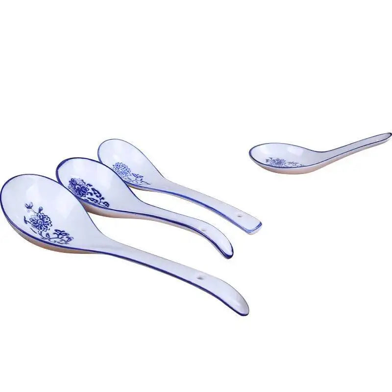Ramen Spoon, Blue And White Porcelain Spoon, Large Soup Spoon, Long-Handled Soup Spoon, Rice Spoon Kitchen Tablewear Oasis Select