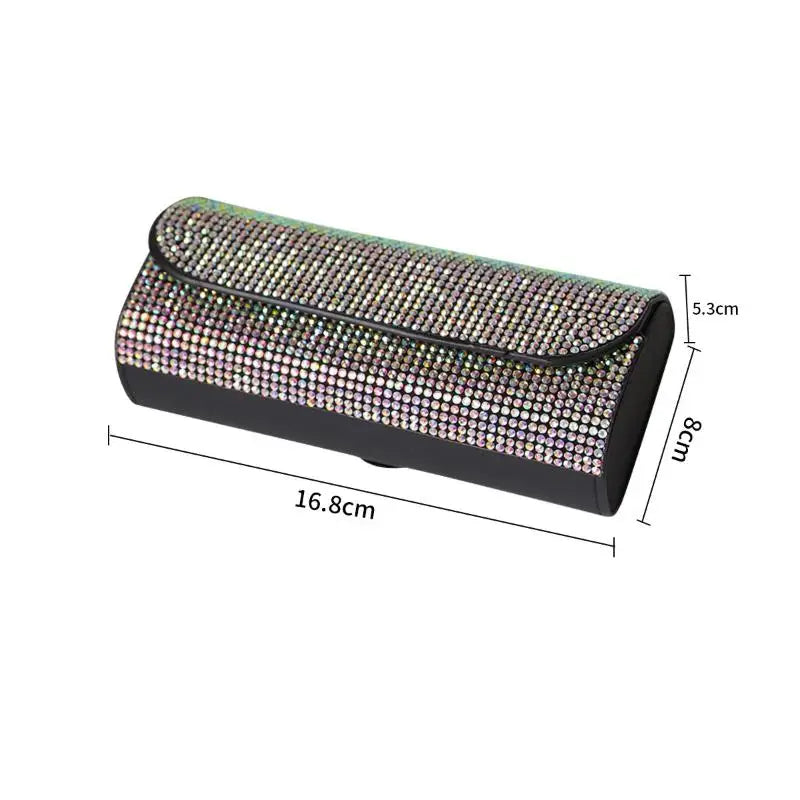 Bling Rhinestone Car Glasses Case Sunglasses Storage Box Crystal Auto Interior Accessories Sun Visor Organizer Glasses Holder Oasis Select