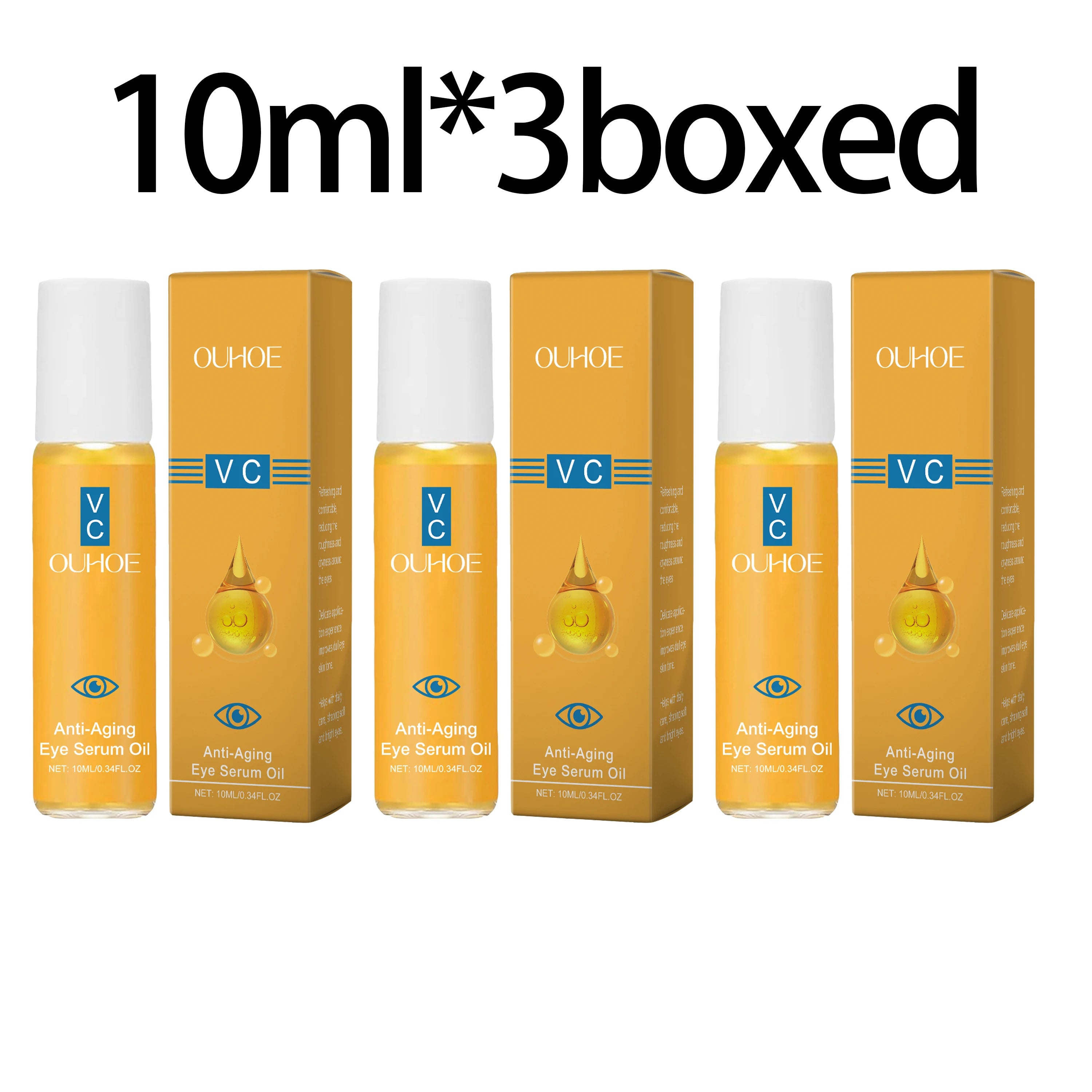 Anti Aging Eye Essence Oil Firming Brightening Reduce Wrinkle Fade Fine Lines Remove Puffiness Hydrating Smooth VC Eye Serum Oil Oasis Select 10ml boxed X 3pcs