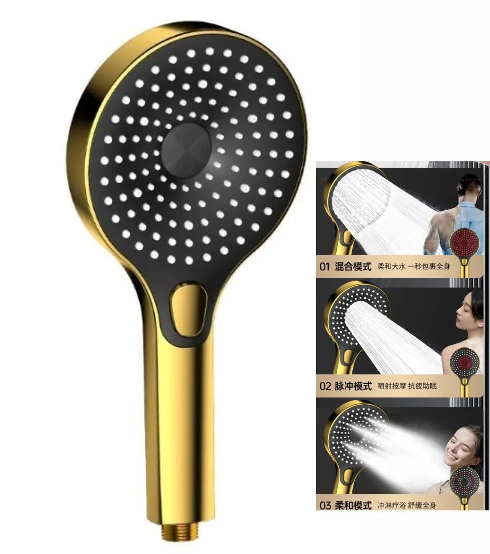 Upgraded Gold Big Panel Large Flow Shower Head Multi Function Adjustable Shower Head High-pressure Water-saving Handheld Shower Oasis Select Gold Shower B