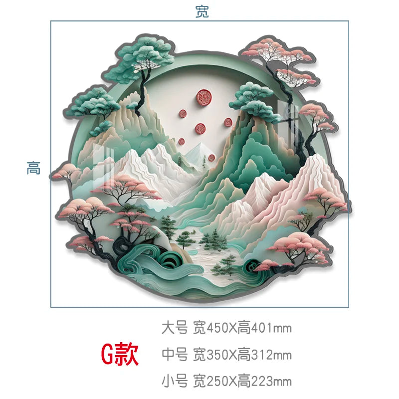 3D circular decoration wall stickers living room room self-adhesive stereo acrylic wall stickers creative stickers Oasis Select G 45CM X 44CM