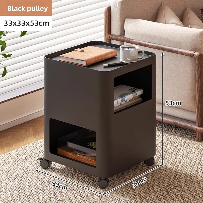 Wrought iron side table removable living room sofa coffee table small table bedroom bedside bedside table sturdy and durable Oasis Select Black 33-53-kyd