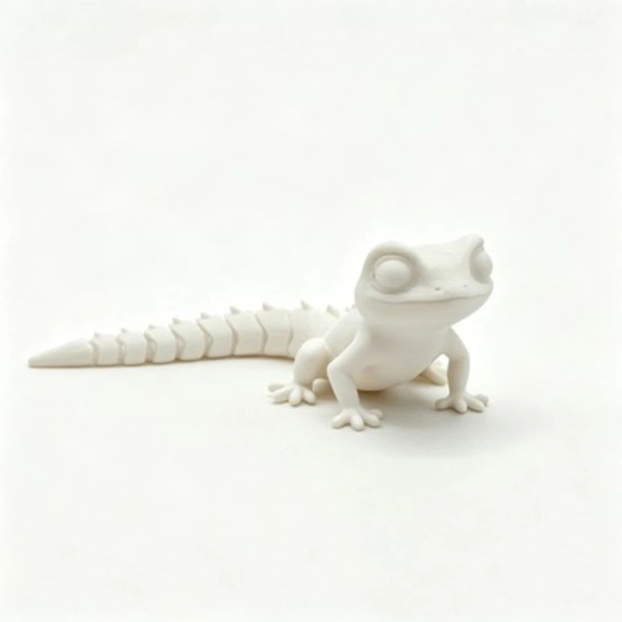 3D Printed Articulated Gecko Lizard ToyJoints Stress Relief Sensory Toy for Kids Adults Desktop Decor Gifts Reptile Model Gecko Oasis Select Pure White