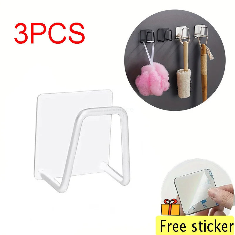 Kitchen Stainless Steel Sink Shelf Sponges Holders Adhesive Drain Drying Rack Wall Hooks Accessories Storage Organizer Oasis Select 3PCS-white