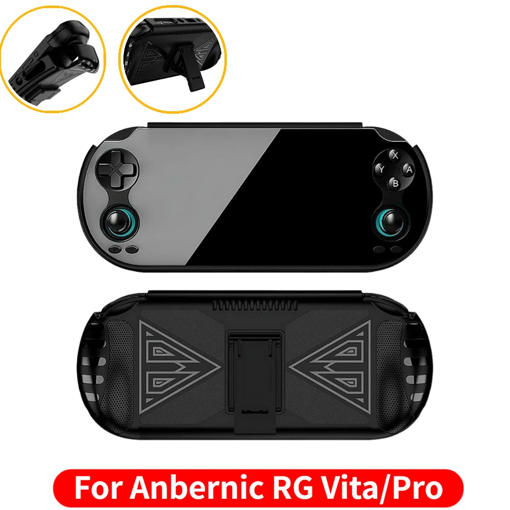 For Anbernic RG Vita/Pro Soft TPU Protective Case Game Console Protector Skin Cover Ergonomic Design with Included Stand Shell Oasis Select