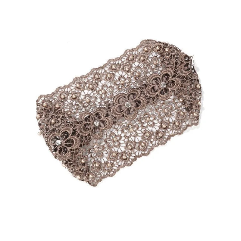 Elegant Hollow-Out Plum Blossom Beaded Headband, Wide-Brim Hair Clip for Effective White Hair Coverage Oasis Select