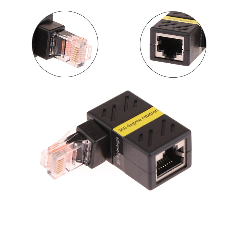 360° Rotatable Network Plug RJ45 Gigabit Adapter 90 Degrees Right Angle Elbow Universal Male To Female Converter Oasis Select