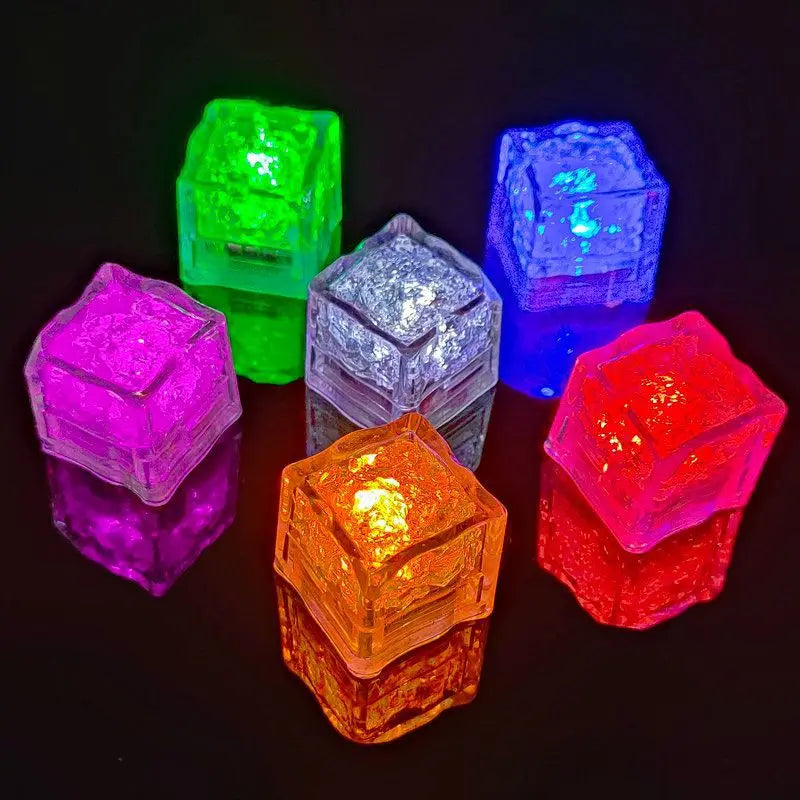 LED Glow Ice Cubes 12–48pcs | Flashing Light-Up Party Decor
