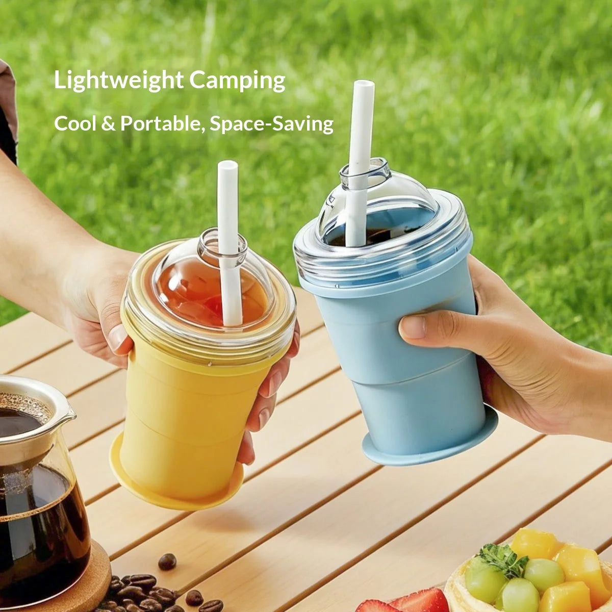 Portable Folding Hockey Puck Ice Cup – Creative Food-Grade Silicone Ice Cube Mold with Built-in Straw – Summer on-the-Go Tumbler Oasis Select