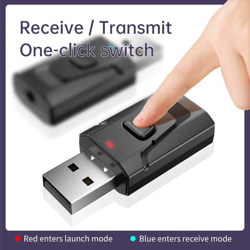 USB Bluetooth 5.4 Audio Transmitter Receiver MIC Wireless Adapter 3.5mm AUX/RCA for TV PC Headphone Home Stereo Car HIFI Music Oasis Select