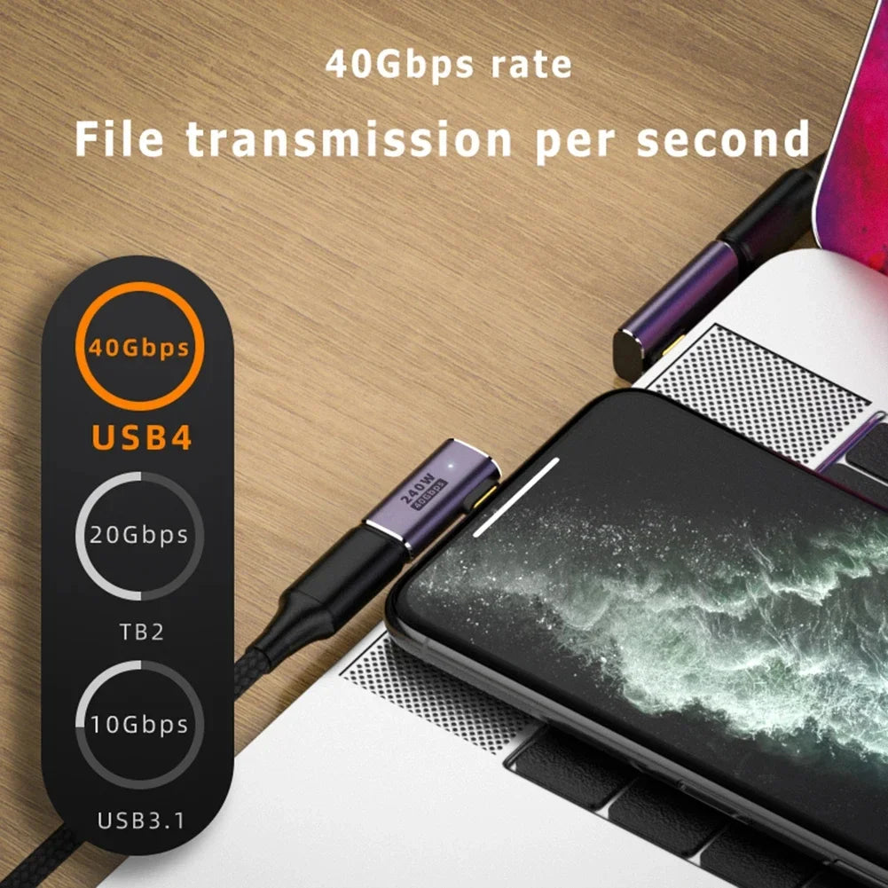 USB4.0 Type-C OTG Adapter 240W 40Gbps 8K 90/180° Elbow USB-C OTG Adapter Oasis Select