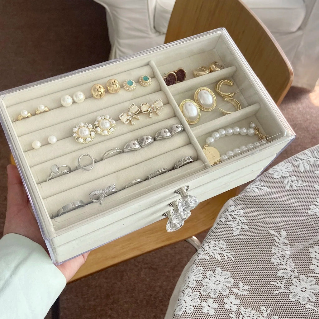 3 Layer Jewelry Organizer Boxes,with Organizer Drawer, Velvet Earring Organizer, Holder Boxes for Stud Earrings, Rings Oasis Select