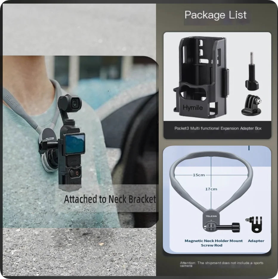 DJI Osmo Pocket 3/4 Extension Bracket Frame + Cold Shoe
