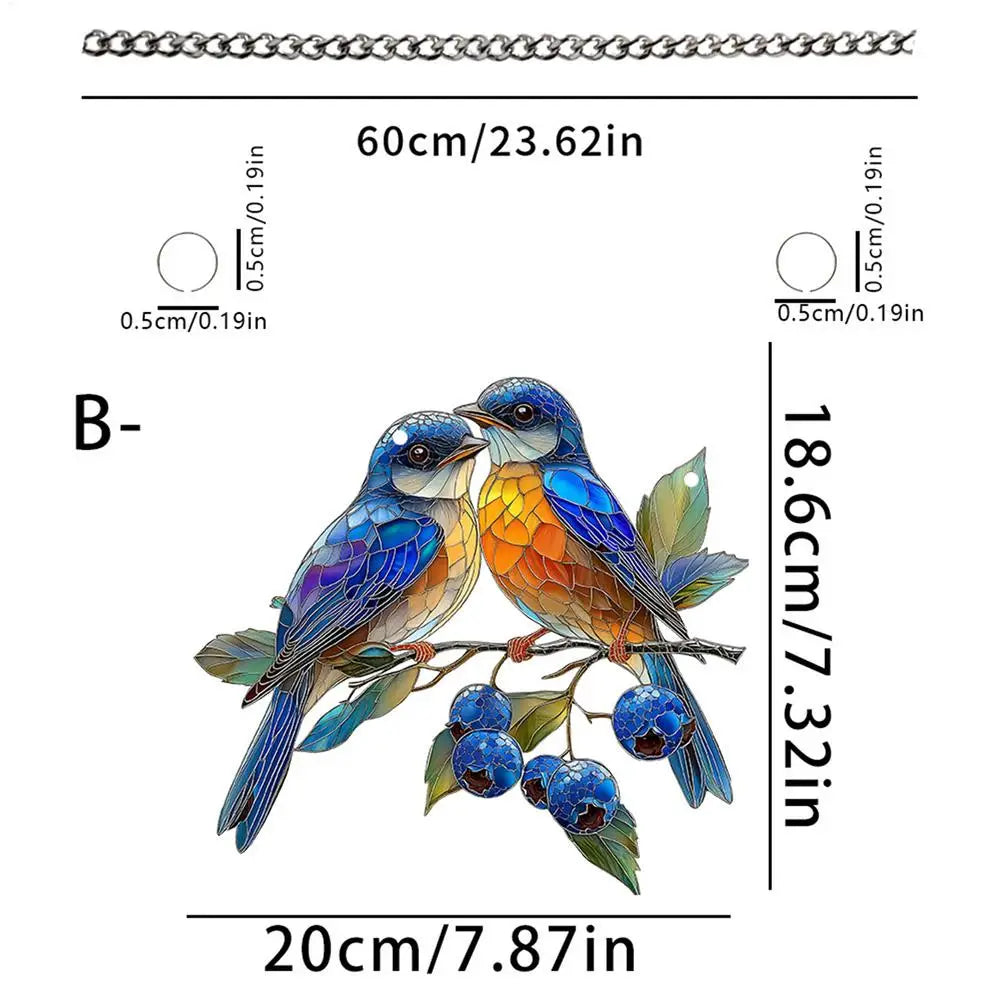Dangling Bird Ornaments Dangling Bird Light Catcher 2D Acrylic Birds Centerpiece Window Panel Decor for Home Studio Restaurant Oasis Select Blue