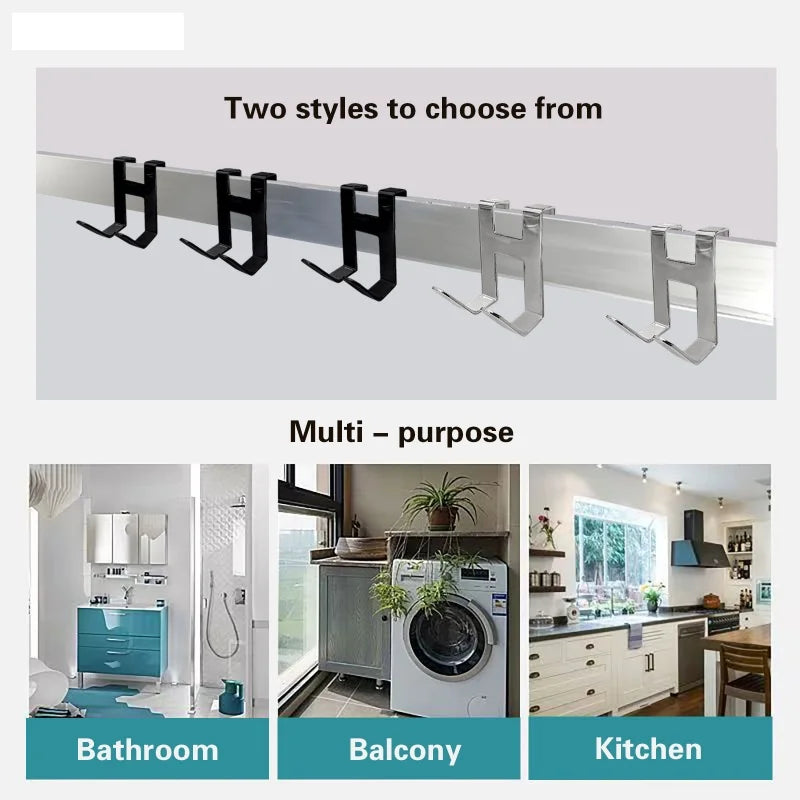 1pcs Space aluminum door hook H shape Hanging Bathroom kitchen Storage rack shower towel bag tableware Organize Hardware Oasis Select