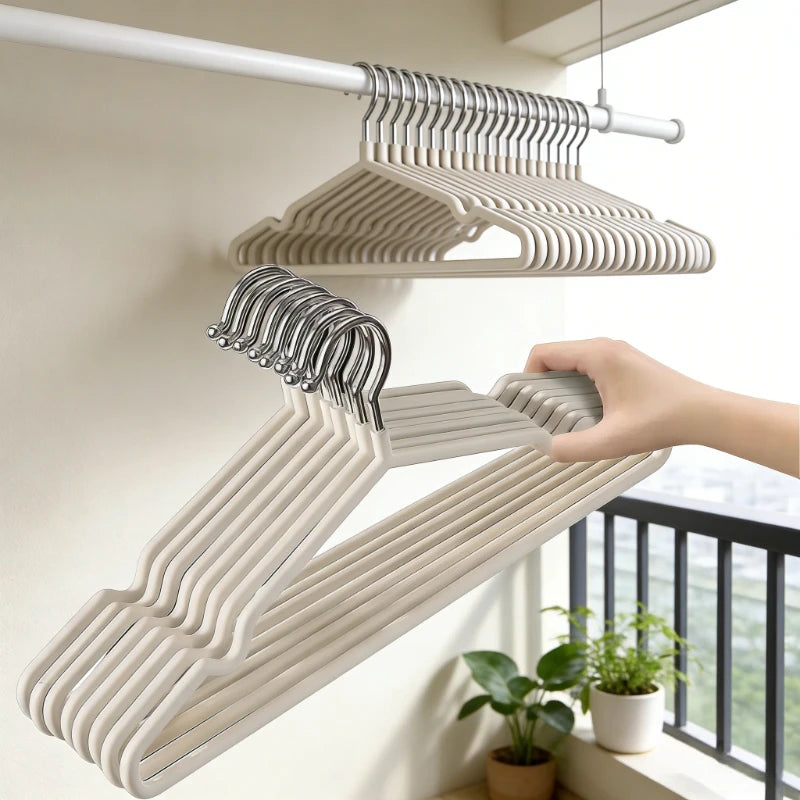 10pcs Nano Coated Non Slip Clothes Hangers Set,Anti Slip Dry Wet Dual Use Hanger,Clothe Organizer for Wardrobe Bathroom Laundry Oasis Select