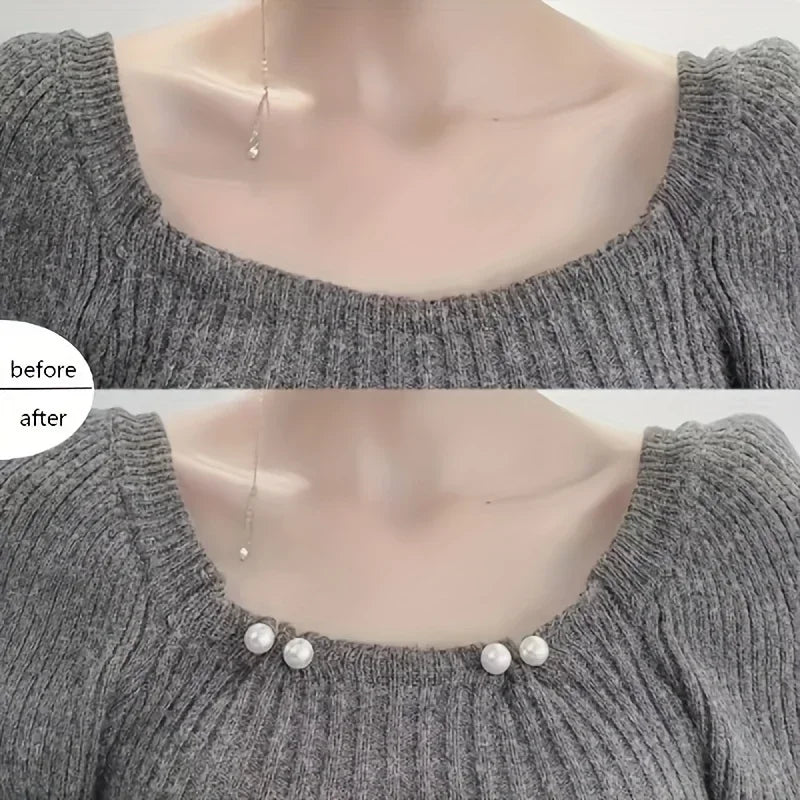 8PCS pearl non-slip safety pins Dress brooch decoration dress waist fastening pins collar adjustment scarf safety fashion Oasis Select