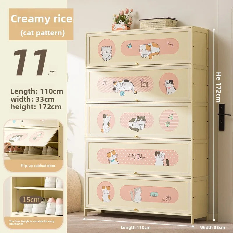 Household indoor large-capacity floor-to-ceiling multi-layer shoe rack entrance integrated dust-proof cartoon locker Oasis Select Eleven floors 110