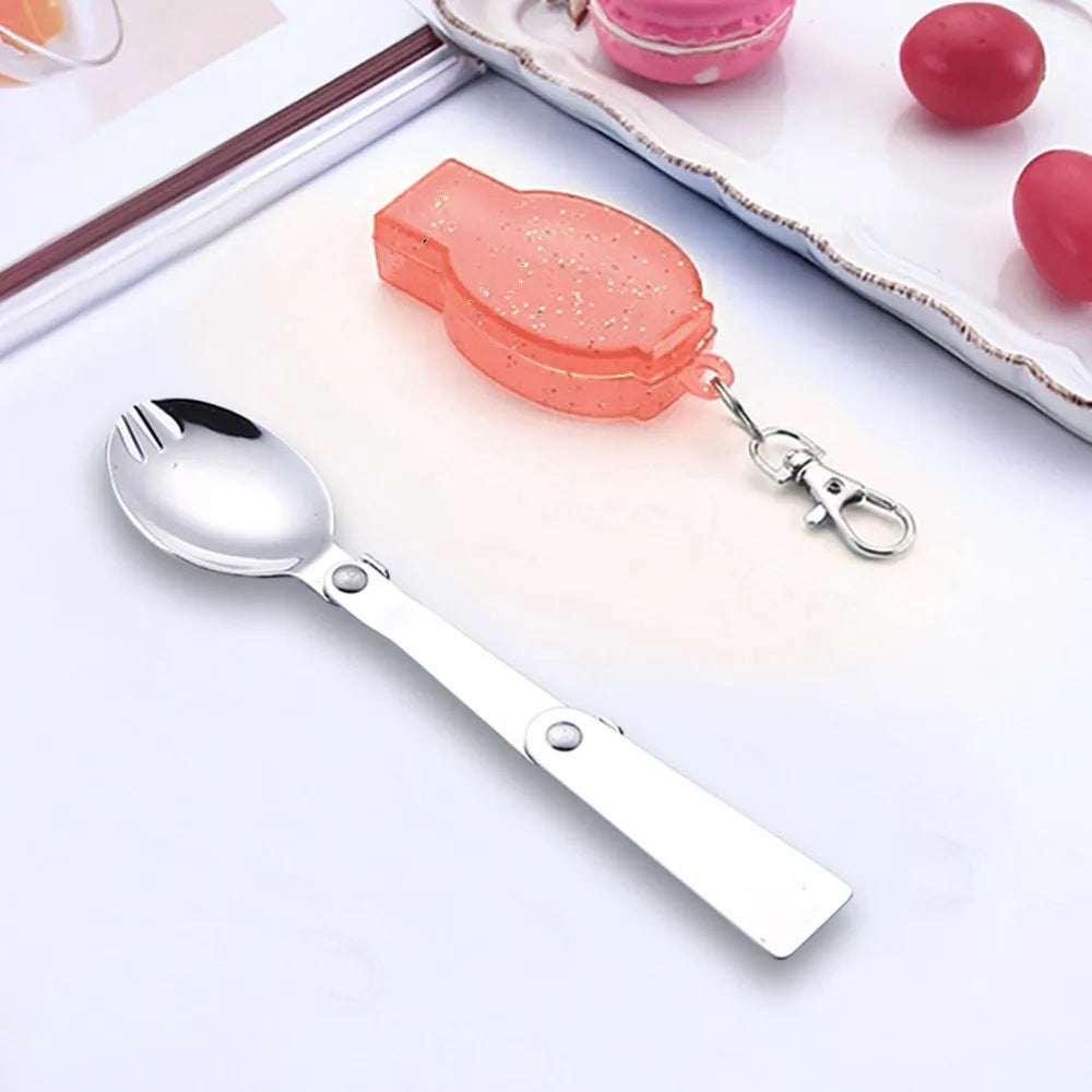 Outdoor Folding Travel Camping Utensil Stainless Pocket Spoon Fork Light Small Foldable Spoon Fork Camping Picnic Tool Tableware Oasis Select D