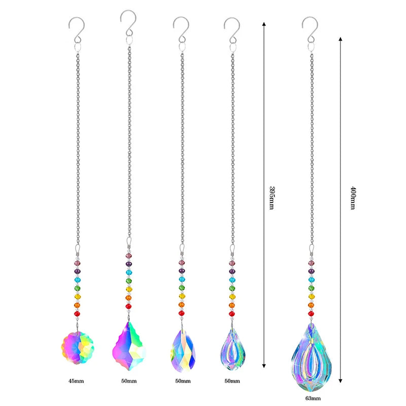 Mesmerizing Colored Crystal Rainbow Maker Prism with Hanging Chain Oasis Select