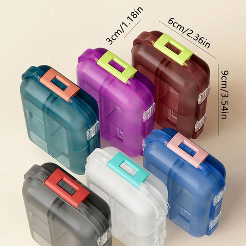 1pc 10 Compartment Pill Box Portable Double Compartment Pill Organiser Oasis Select