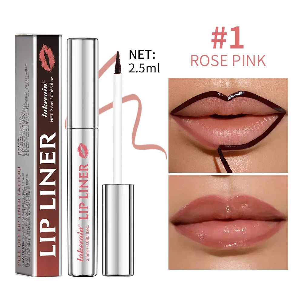 Waterproof Lip Liner Peel Off Tattoo Lipgloss Waterproof Long Lasting Matte Lip Tint Brown Contour Tear-off Lips Stain Cosmetic Oasis Select 1rose pink