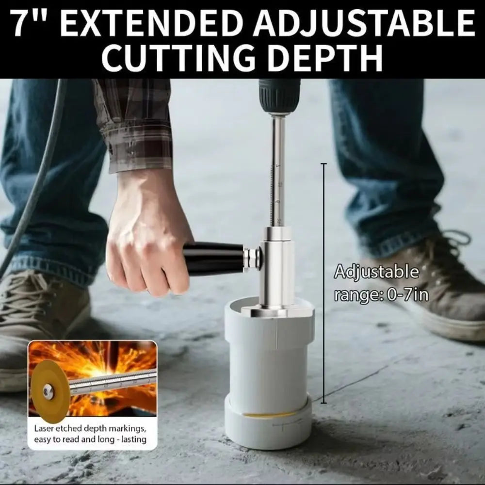 Diamond Grit PVC Internal Pipe Cutter | 5 Blades, Adjustable Depth