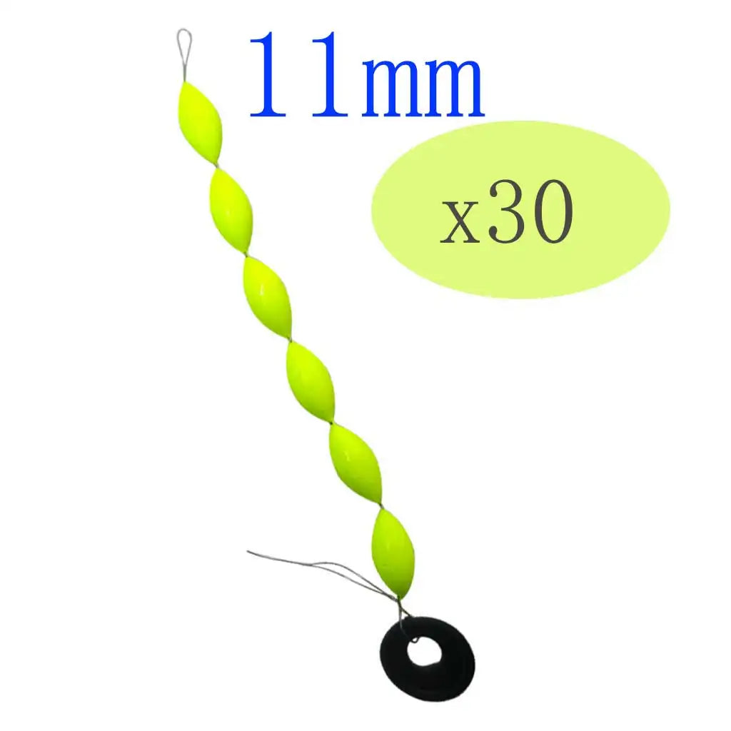 10/30bars Oblong Bean-Shaped Fishing Bobbers String Buoys for Still Water Fishing 7Star Centipede Style Buoy Drift Fishing Float Oasis Select 11mm30pcs