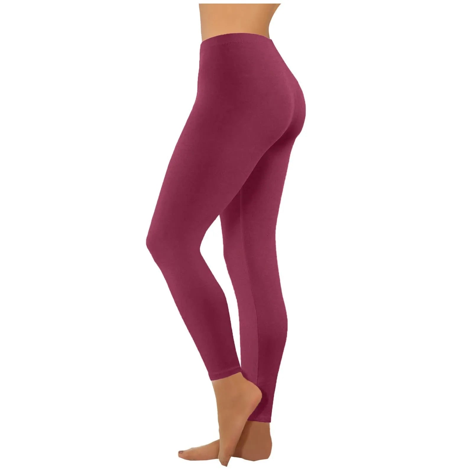 High Waist Yoga Leggings Seamless Push Up Sport Leggings Fitness Running Pants Solid Highly Elastic Underwear Bottoms Oasis Select Wine M