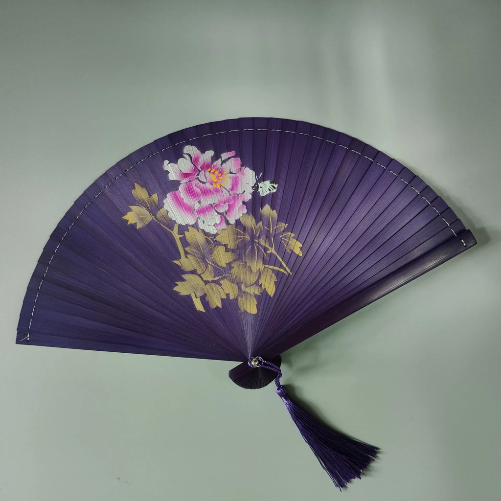 All bamboo spray painting fan high-end fine painting dance fan hollow carving folding fan Oasis Select 6