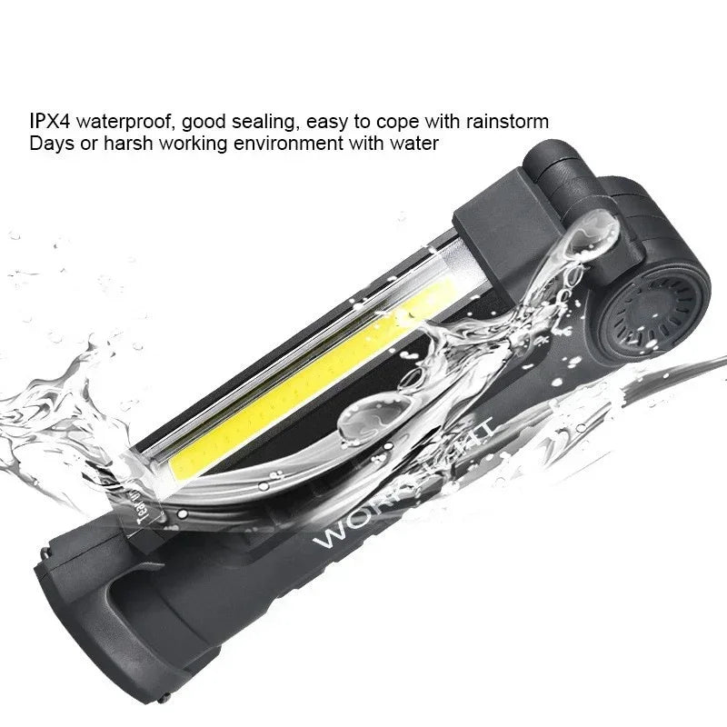 USB Rechargeable COB LED Work Light – Magnetic Foldable Torch