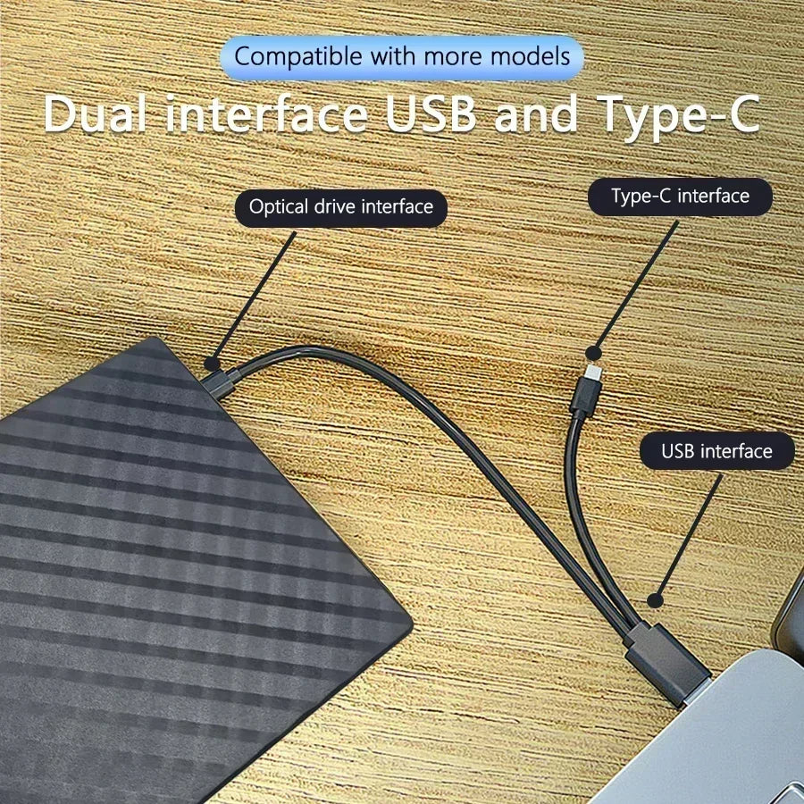 2-in-1 USB 3.0 TypeC Slim External DVD RW CD Writer Drive Burner Reader Player Optical Drives for Laptop Desktop PC DVD Burner Oasis Select