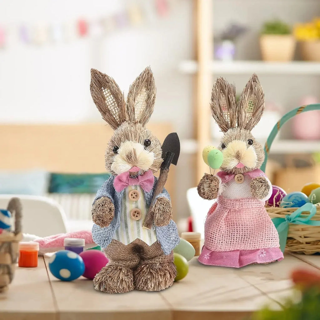 1/2Pcs Easter Bunny Party Decor Realistic Ornament Handmade Home Store Decoration Country Retro Style Gift Window Display Prop Oasis Select