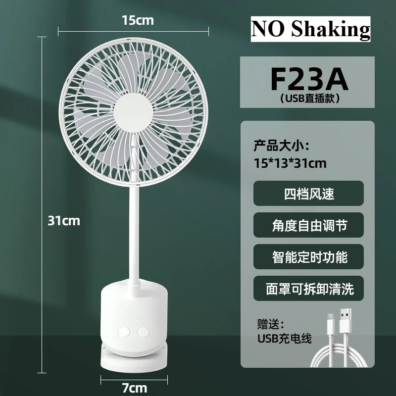 URGGU Mini Clip Fan – 4-Speed Quiet Oscillating USB Fan